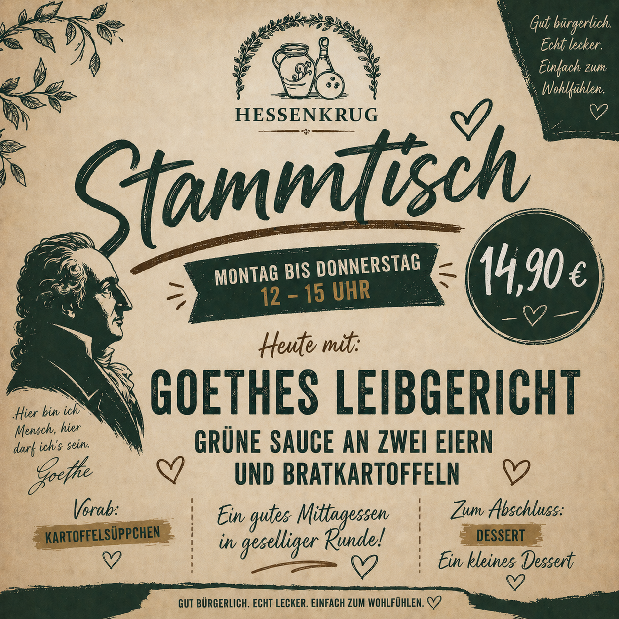 Wednesday lunch menu: Goethe's favorite dish