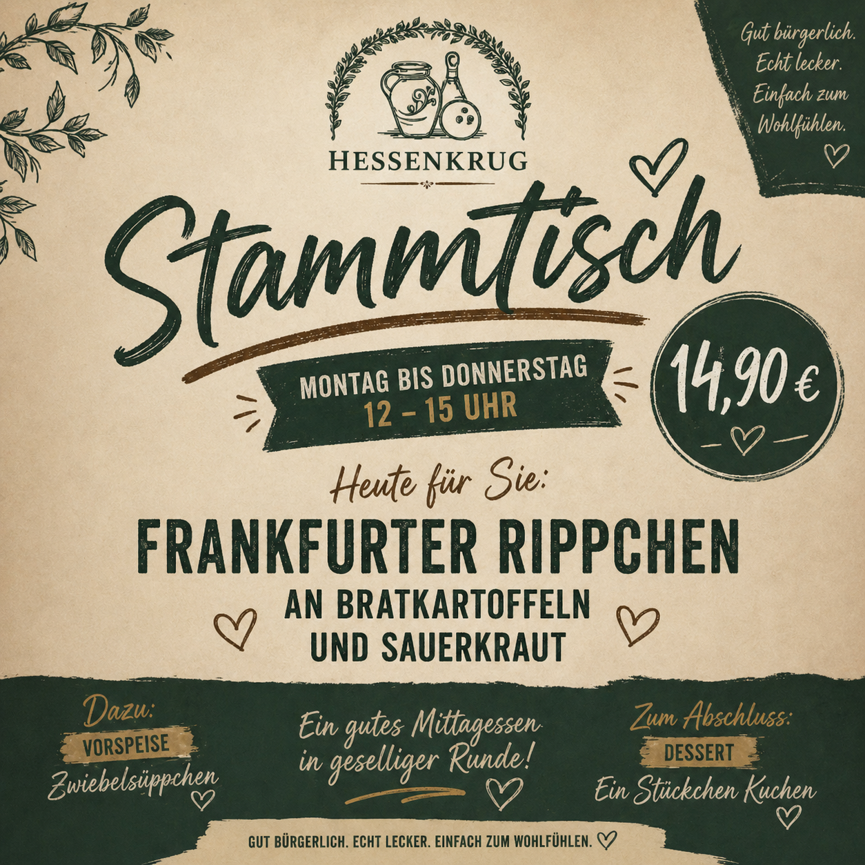 Monday lunch menu: Frankfurt cured pork ribs